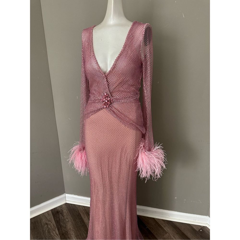 PATBO Feather-trimmed crystal-embellished mesh maxi dress - Picture 11 of 15